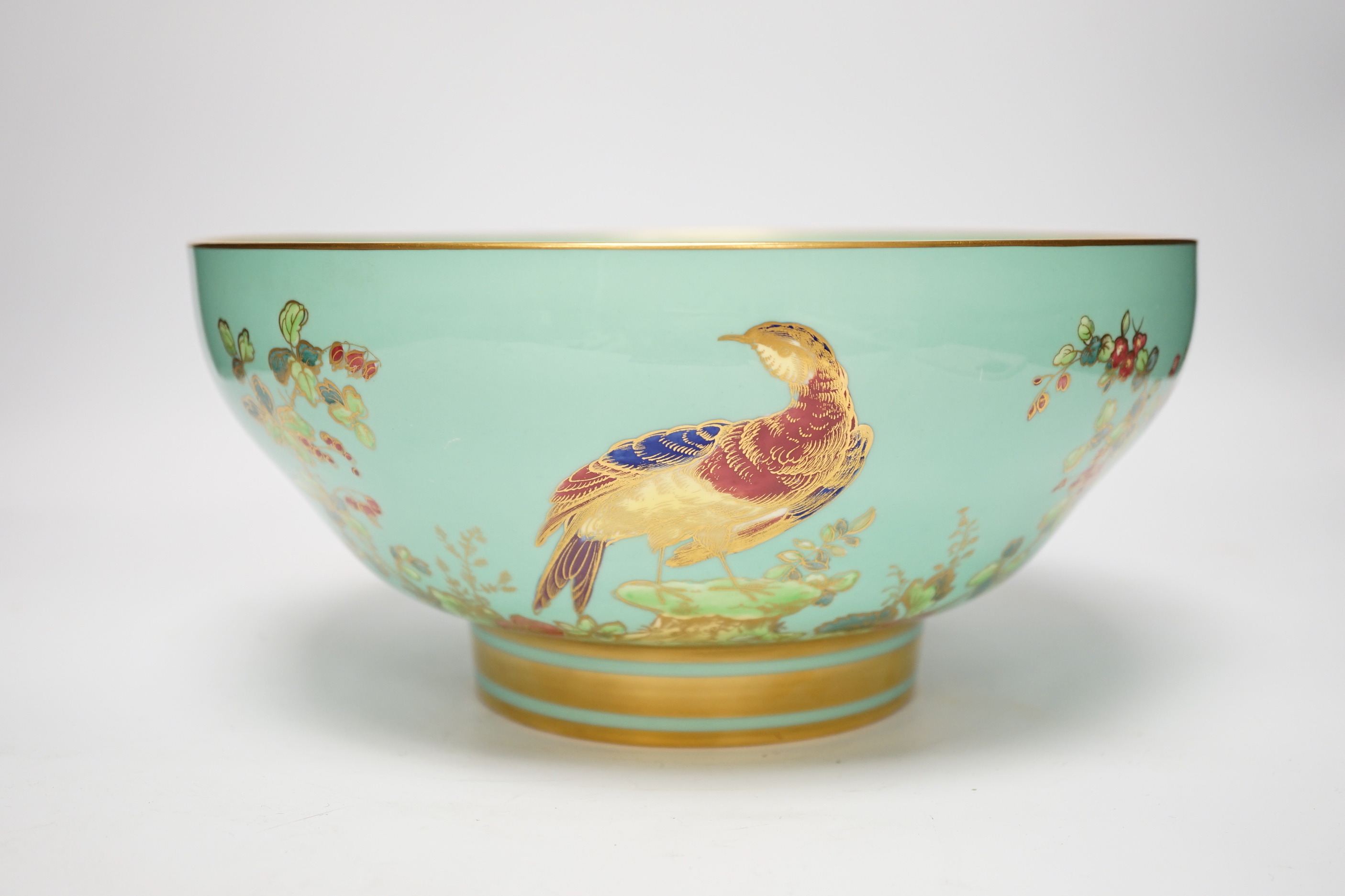 A 20th century Spode turquoise and gilt bowl, 26cm diameter